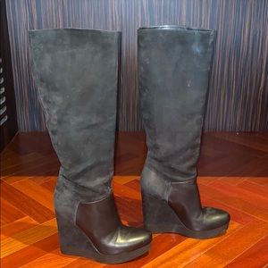 Vince Knee-high Suede Boots w/wedged heel